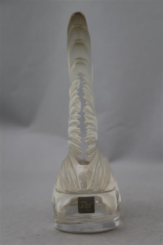 A Lalique Le coq nain glass mascot, post-war, 21cm.